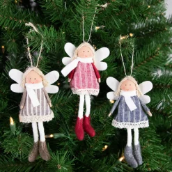 Clearance Set of 3 Hanging Angel Doll Christmas Ornaments 6" Angels & Cherubs