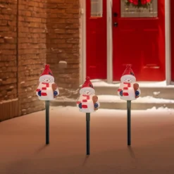 Sale Set of 4 Jolly Snowmen Christmas Pathway Markers 16" Lawn Stakes