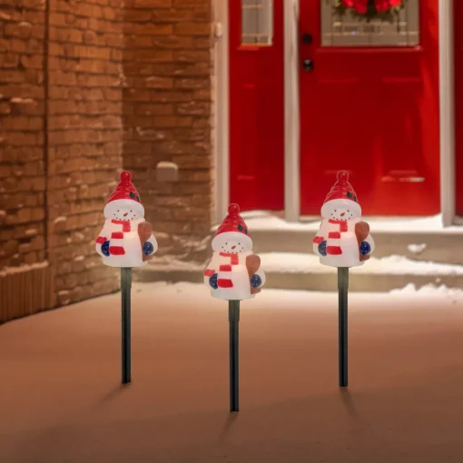 Sale Set of 4 Jolly Snowmen Christmas Pathway Markers 16" Lawn Stakes