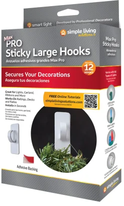 Set of 12 Large Sticky Clip Hooks 2" Accessories