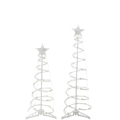 Hot Set of 2 LED Lighted Warm White Outdoor Spiral Christmas Cone Trees 3', 4' Spiral