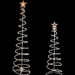 Sale Set of 2 Lighted Clear Outdoor Spiral Christmas Cone Trees 4', 6' Spiral