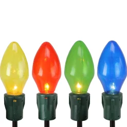 Clearance Set of 4 Lighted Multi-Color Jumbo C7 Bulb Christmas Pathway Marker Lawn Stakes Lawn Stakes