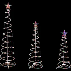 Discount Set of 3 Lighted Multi-Color Spiral Christmas Trees - 3', 4', and 6' Spiral