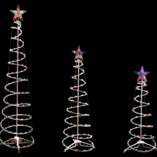 Discount Set of 3 Lighted Multi-Color Spiral Christmas Trees - 3', 4', and 6' Spiral