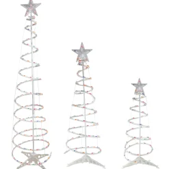 Discount Set of 3 Lighted Multi-Color Spiral Christmas Trees - 3', 4', and 6' Spiral