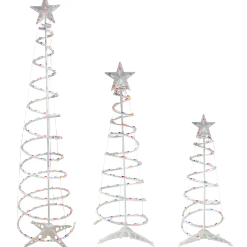 Discount Set of 3 Lighted Multi-Color Spiral Christmas Trees - 3', 4', and 6' Spiral