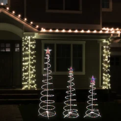 Discount Set of 3 Lighted Multi-Color Spiral Christmas Trees - 3', 4', and 6' Spiral