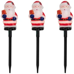 Sale Set of 4 Lighted Santa Claus Christmas Pathway Markers 16" Lawn Stakes