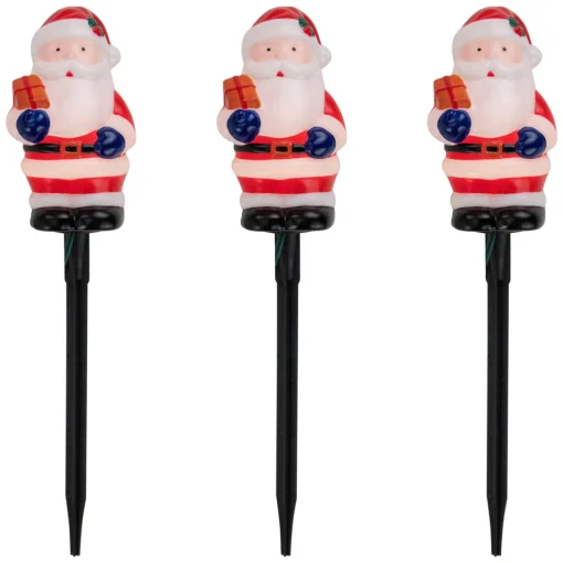 Sale Set of 4 Lighted Santa Claus Christmas Pathway Markers 16" Lawn Stakes