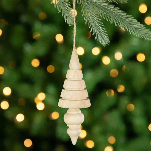 Sale Set of 3 Natural Trees Wooden Christmas Ornaments 5.5" Garden & Floral