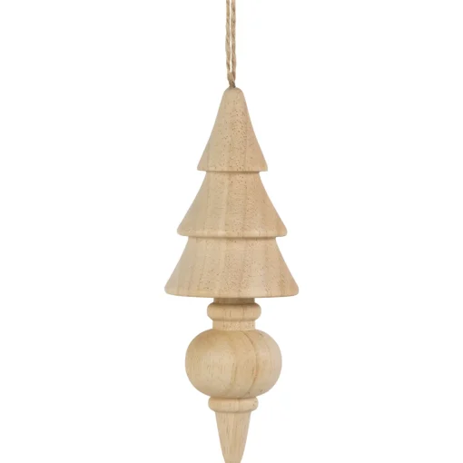 Sale Set of 3 Natural Trees Wooden Christmas Ornaments 5.5" Garden & Floral
