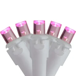 Outlet Set of 70 Pink LED Wide Angle Icicle Christmas Lights - 6ft White Wire Icicles