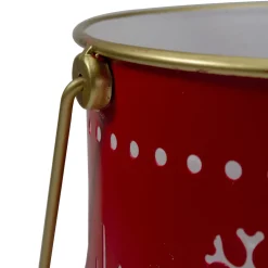 Hot Set of 2 Red and Gold Metal Snowflake Candle Lanterns Christmas Decoration Candle Holders