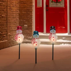 Sale Set of 3 Snowmen Christmas Pathway Markers 16" Lawn Stakes