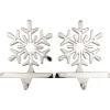 Sale Set of 2 Solid Silver Snowflake Cutout Christmas Metal Stocking Holders 6.5" Stocking Holders