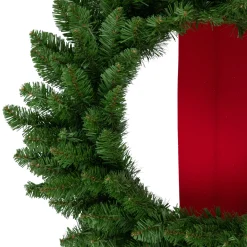 New Set of 3 Wreaths on Red Ribbon Hanging Christmas Decoration, 6.5' Unlit