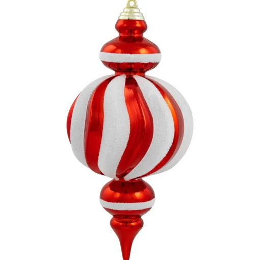 Sale Shatterproof Commercial Size Finial Christmas Ornaments - 10" - Red and White - Set of 4 Shatterproof Balls|Ball Ornaments