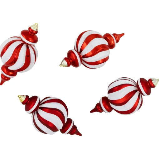 Sale Shatterproof Commercial Size Finial Christmas Ornaments - 10" - Red and White - Set of 4 Shatterproof Balls|Ball Ornaments