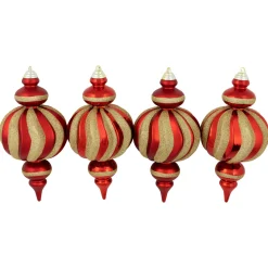 Outlet Shatterproof Commercial Size Finial Christmas Ornaments - 10" - Red and Gold - Set of 4 Shatterproof Balls|Ball Ornaments