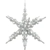 Clearance Shatterproof 3D Sunburst Snowflake Commercial Christmas Ornament - 24" - Silver Shatterproof Balls|Ball Ornaments