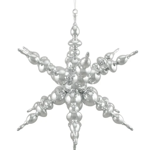 Clearance Shatterproof 3D Sunburst Snowflake Commercial Christmas Ornament - 24" - Silver Shatterproof Balls|Ball Ornaments