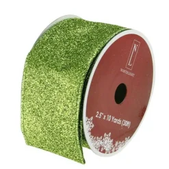 Sale Shimmering Lime Green Solid Wired Christmas Craft Ribbon - 2.5" x 10 Yards Ribbons & Bows