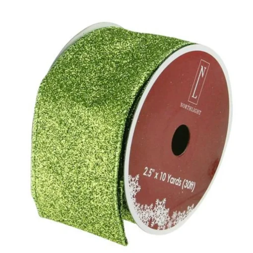 Sale Shimmering Lime Green Solid Wired Christmas Craft Ribbon - 2.5" x 10 Yards Ribbons & Bows