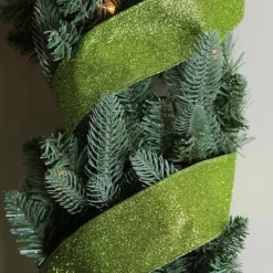 Sale Shimmering Lime Green Solid Wired Christmas Craft Ribbon - 2.5