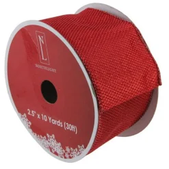 Sale Shimmering Red Wired Christmas Craft Ribbon 2.5" x 10 Yards Ribbons & Bows