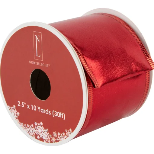 Best Shimmering Red Wired Craft Christmas Ribbon 2.5" x 10 Yards Ribbons & Bows