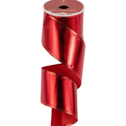 Best Shimmering Red Wired Craft Christmas Ribbon 2.5" x 10 Yards Ribbons & Bows