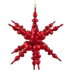 Discount Shiny 3D Sunburst Snowflake Commercial Christmas Ornament - 24" - Red Commercial