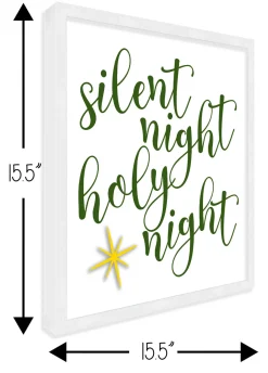 Silent Night Holy Night 15.5" x 15.5" Framed Christmas Wall Decor Art Print Sign Poster in a Natural Wooden Frame with UV Acrylic and Hangers Wall