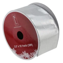 Best Silver Christmas Wired Craft Ribbon 2.5" x 10 Yards Ribbons & Bows