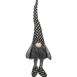 Online Sitting Gnome with Matching Hat and Shoes Christmas Figure - 18" - Gray and Black Gnomes