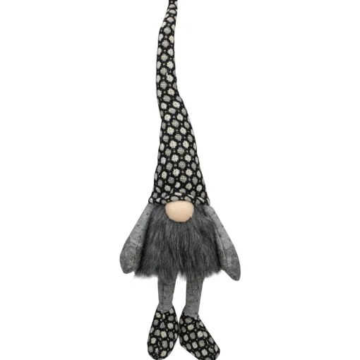 Online Sitting Gnome with Matching Hat and Shoes Christmas Figure - 18" - Gray and Black Gnomes