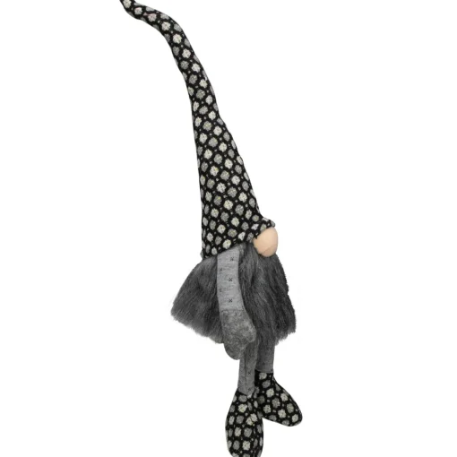 Online Sitting Gnome with Matching Hat and Shoes Christmas Figure - 18" - Gray and Black Gnomes