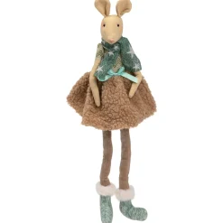 Hot Sitting Girl Mouse in Plush Dress with Dangling Legs Christmas Figure - 18" Animals