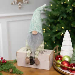 Online Sitting Gnome With Chevron Outfit Christmas Figure - 13.75" Gnomes