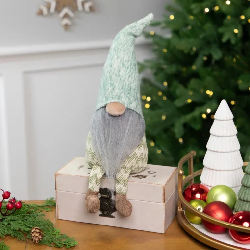 Online Sitting Gnome With Chevron Outfit Christmas Figure - 13.75" Gnomes