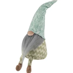 Online Sitting Gnome With Chevron Outfit Christmas Figure - 13.75
