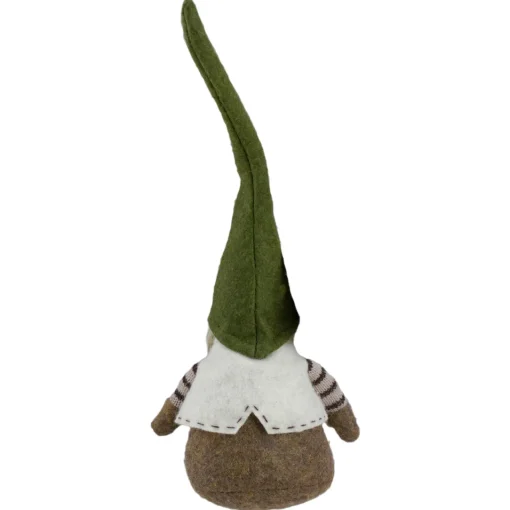 Sitting Gnome with Pointy Snowflake Hat Christmas Figure - 12" - Green and Brown Gnomes