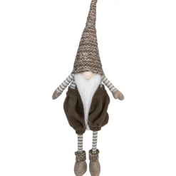 Online Sitting Gnome with Striped Dangling Legs Christmas Figure - 18.5" - Brown Gnomes