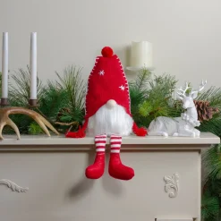 Sale Sitting Plush Christmas Gnome Decoration - 18" - Red and White Gnomes