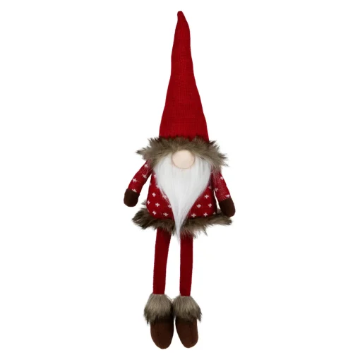 New Sitting Plush Gnome with Dangling Legs Christmas Figure - 22" - Red Gnomes