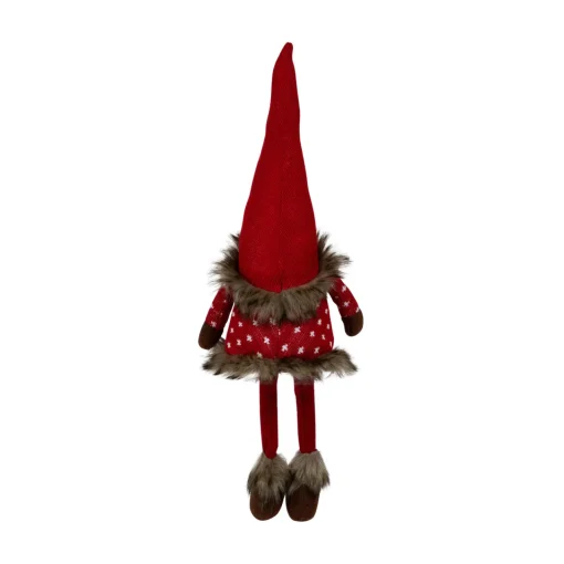 New Sitting Plush Gnome with Dangling Legs Christmas Figure - 22" - Red Gnomes