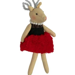 Online Sitting Reindeer Girl in Dress Christmas Figure - 5.5