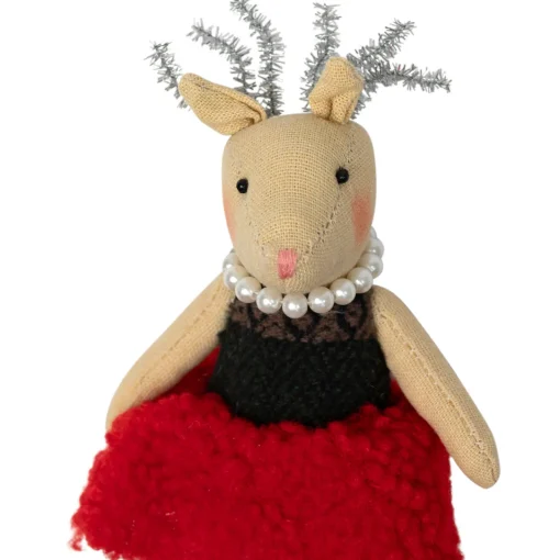 Online Sitting Reindeer Girl in Dress Christmas Figure - 5.5" Animals