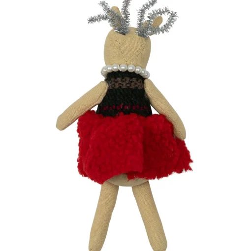 Online Sitting Reindeer Girl in Dress Christmas Figure - 5.5" Animals